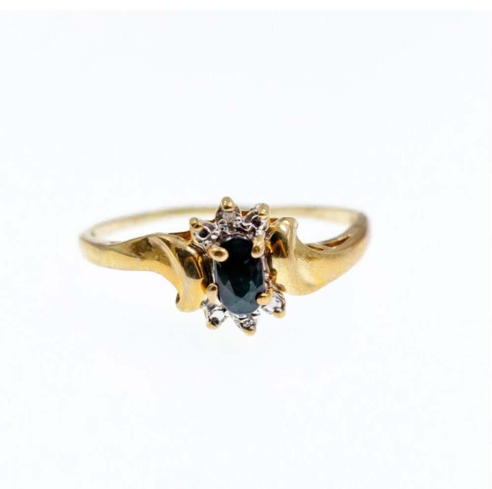 10K Yellow Gold Spinel & Diamonds Ring Size 8.5